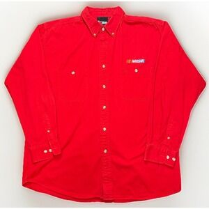 Vintage 90s Nascar‎ Racing Chase Authentic Long Sleeve Button Up Red Shirt XL